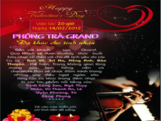 Grand Hotel to celebrate Valentine’s Day with the theme “Serenade for lovers” at 8 pm on 14 Feb 2012